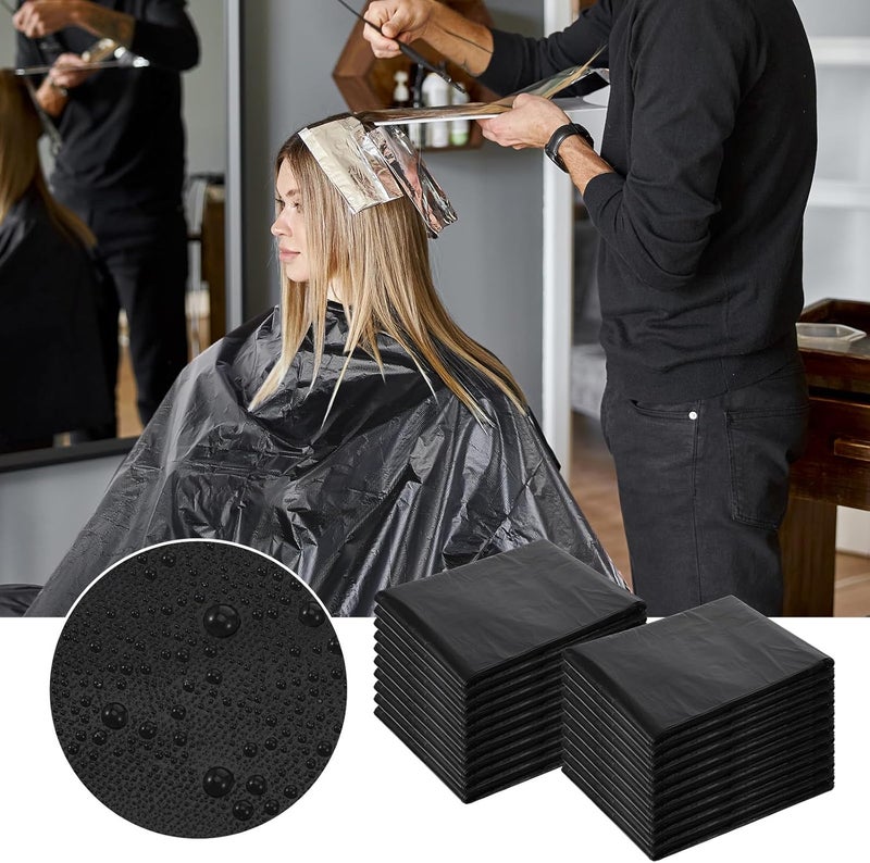 Tobeelec 100 Pcs Disposable Capes Hair Salon, 51.2x36.2 Inch Disposable Hair Salon Capes, Waterproof Barber Cape, Single Use Shampoo Hair Cutting Cape Dressing Apron for Barbershop & Salon Hairdressing (Black) - Image 5